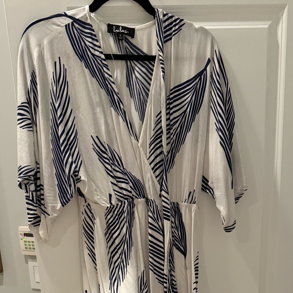 Lulu's White and Blue Maxi Dress